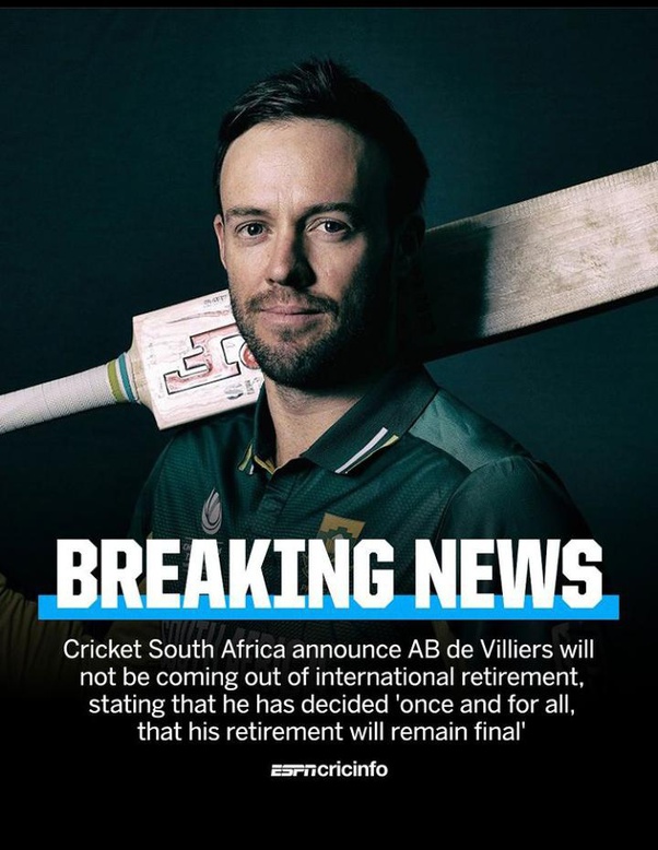 Ab de Villiers- The dream of witnessing the most anticipated International Comeback of the year comes to an end...